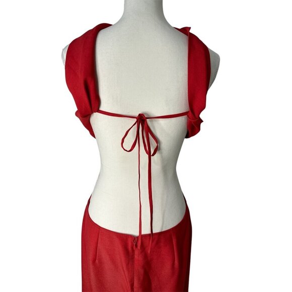 Cult Gaia Cody Gown in Amanita Luxe Twill In Red Large New Womens Maxi Dress - Picture 8 of 16